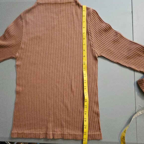 Choice Ribbed Mock Neck Sweater One Size Plus | Camel Brown Cozy Knit - Picture 7 of 7